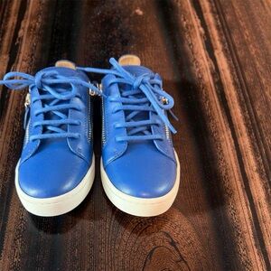 Giuseppe Zanotti Platform Blue Leather Sneakers Sz EU 35 MSPR $880